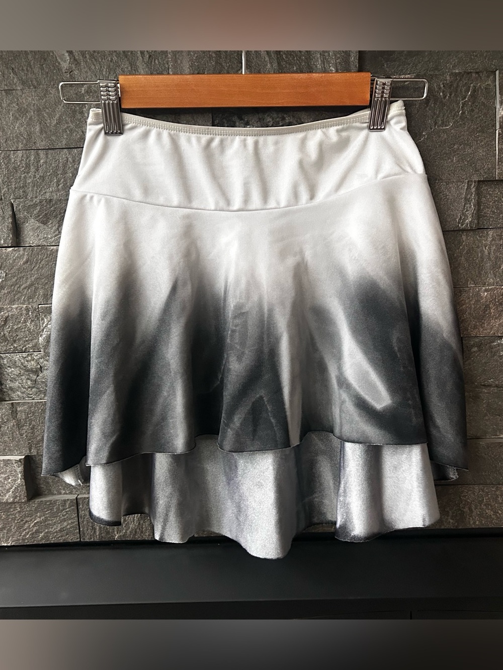 Monochromatic Ombre Asymmetrical Hi-Low Mini Skirt